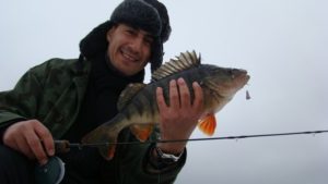 Pêche à la perche en hiver sur une nouille