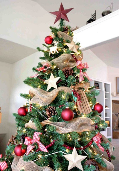 Toile de jute pour décorer un sapin de Noël